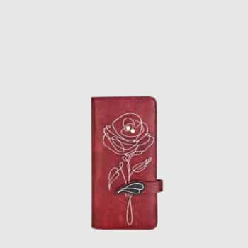 Portefeuille long avec protection RFID fleur rose – Espe