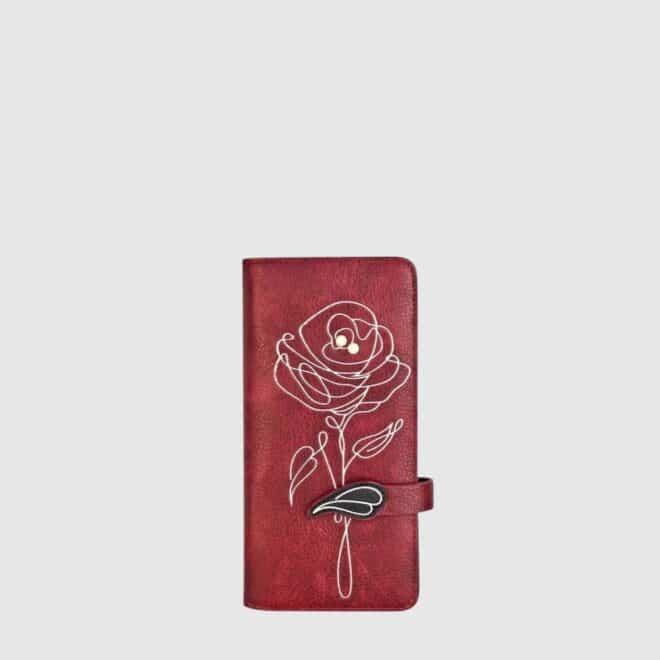 Portefeuille long avec protection RFID fleur rose – Espe